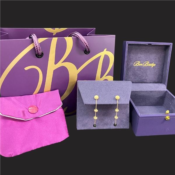 14k Gold Tourmaline Bead Drop Earrings