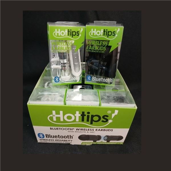 Set of 12 Hot Tips Bluetooth Earbuds with Magnetic Connectors, In-Ear Microphone