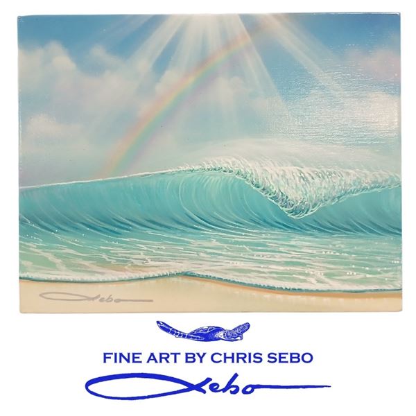 “Rainbow Surf” 11.5" x 14.5" Autographed Original Stretched Canvas Painting