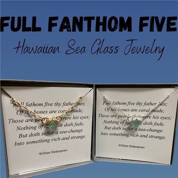 Two 14" Silver & Gold-Plated Aqua Sea Glass Necklaces