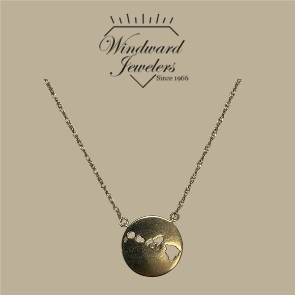 14 Karat Solid Gold Island-Inspired Pendant & 18" Gold Chain