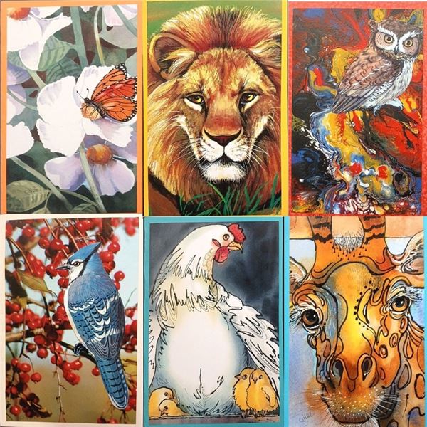 Set of 15 8" x 5" Autographed Watercolor & Acrylic Art Cards with Envelopes