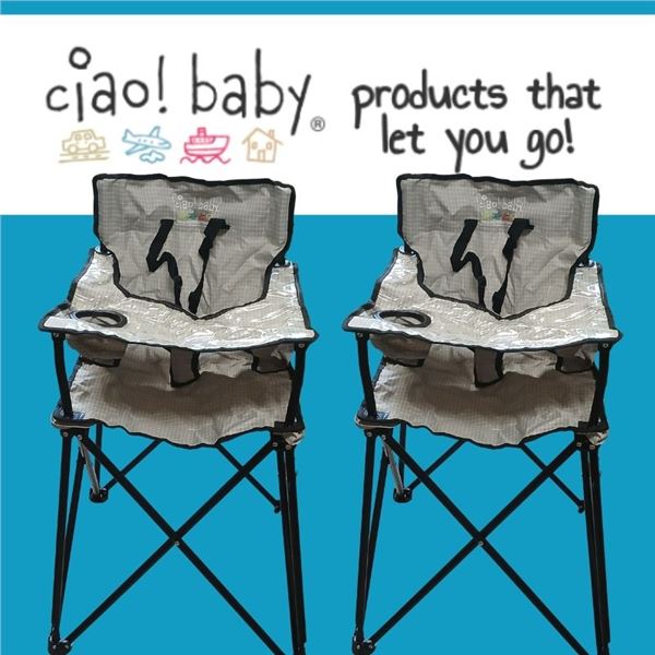 Two Portable Folding Highchairs with Carry Bags