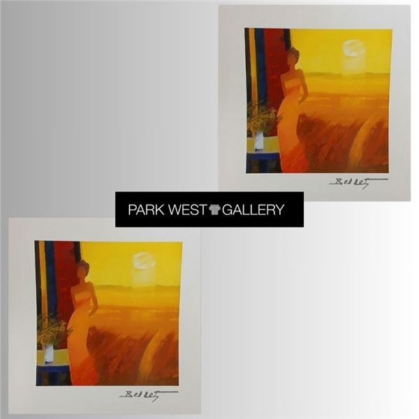 Autographed Set of 2 10" x 10" Emile Bellet Lithographs – “Dans la Maturité des Bl