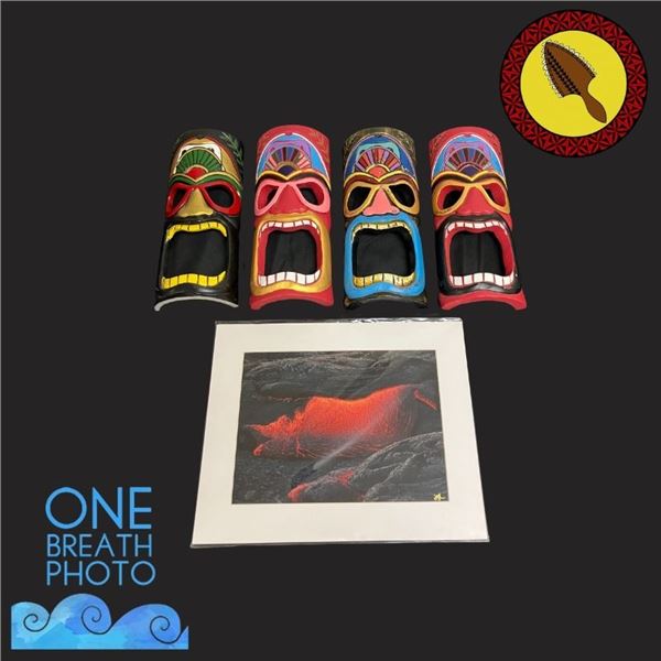 “Lava Sheet” Autographed Print 11" x 14" with Four Tiki Masks