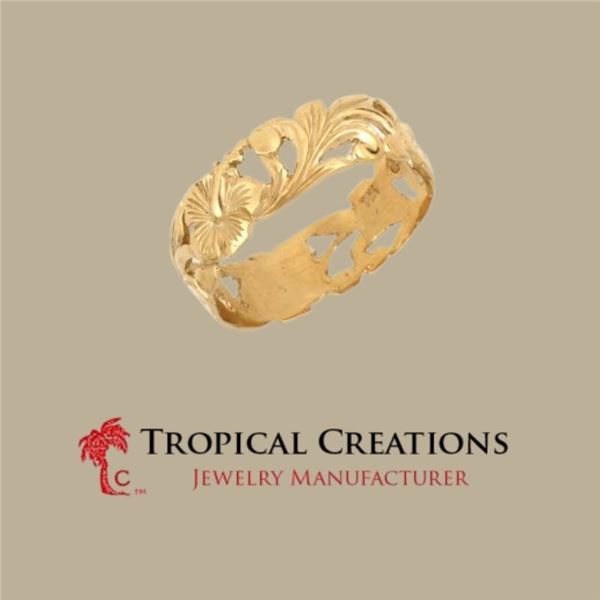 14K Gold-Plated Hawaiian Heirloom Ring, Size 7