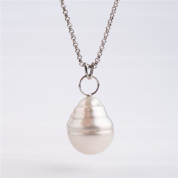 White South Sea Baroque Pearl Pendant with Sterling Silver Chain