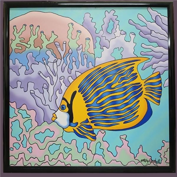 Four Piece- Acrylic Fish & Floral Artwork by Anthony Randall