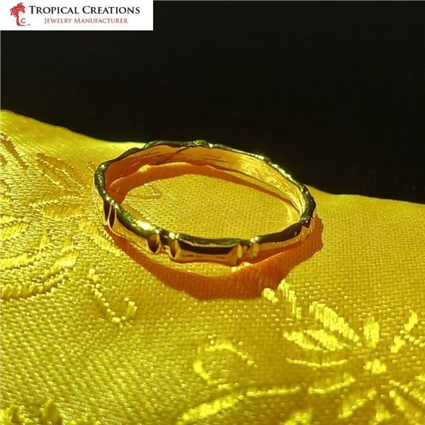14K Gold-Plated Bamboo Ring, Size 6