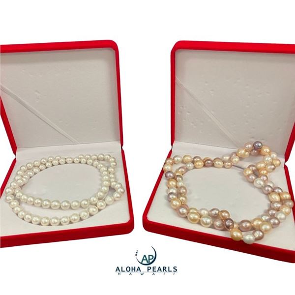 Edison Long Strand Pearls 44" Multi & 36" White