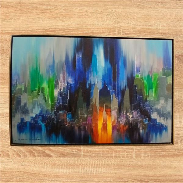 Vintage 36 ¼" x 24 ¼" Abstract Watercolor- Dated 1972