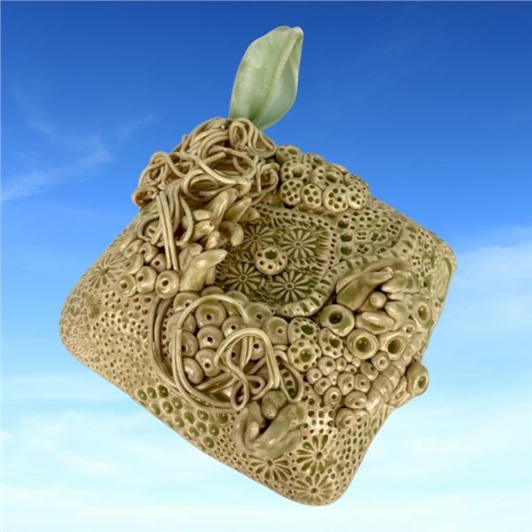Handmade Whimsical Flora and Fauna Porcelain Wall Sculpture