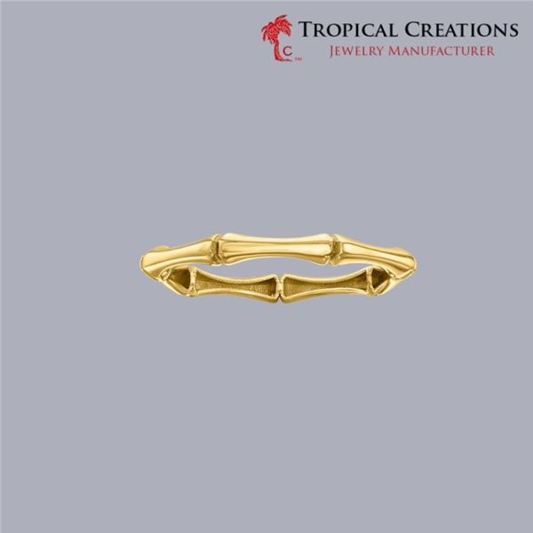14K Gold-Plated Bamboo Ring, Size 8