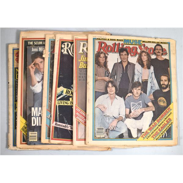 Rolling Stone Magazine featuring Issues from 1974, 1976, 1977, 1979, 1982