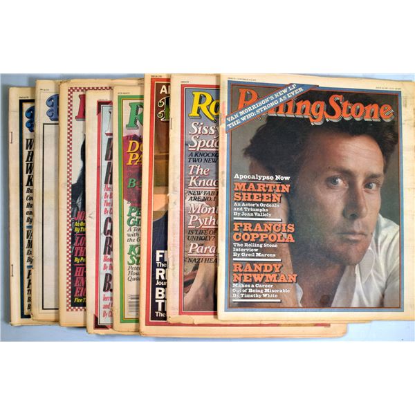 Rolling Stone Magazine featuring Issues from 1975, 1977, 1978, 1979, 1980