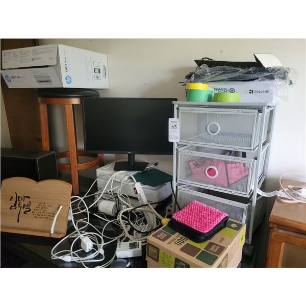 Dell Monitor, Printer, Stool A