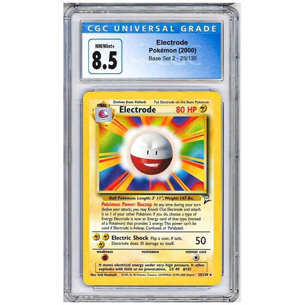 ME - Pokemon TCG Electrode 25/130 Base Set 2 Non Holo Rare graded 8.5