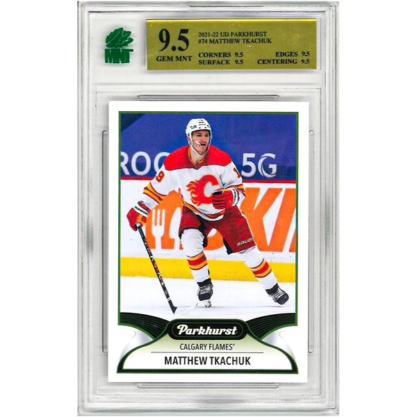 SE - 2021-22 Parkhurst 74 Matthew Tkachuk Calgary Flames Card #74  graded 9.5