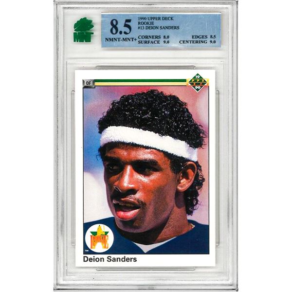 SR - 1990 Upper Deck #13 Deion Sanders Card New York Yankees #13 graded 8.5