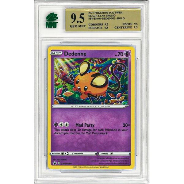 MR - Dedenne SWSH080 Black Star Promo Cosmos Holo Pokemon Trading Card  Graded 9.5
