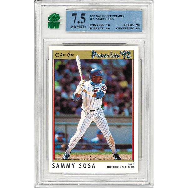 MR - 1992 O-Pee-Chee Premier Baseball # 120 Sammy Sosa Chicago Cub Graded 8.5