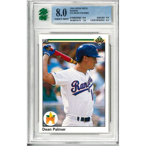 SR - 1990 Upper Deck Dean Palmer #74 RC Texas Rangers Baseball Card #74 graded 8