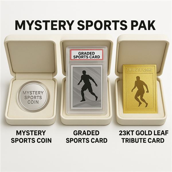 Mystery Sports Pack - Fine Silver Coin, Graded Card + 23kt Gold Leaf Tribute Card