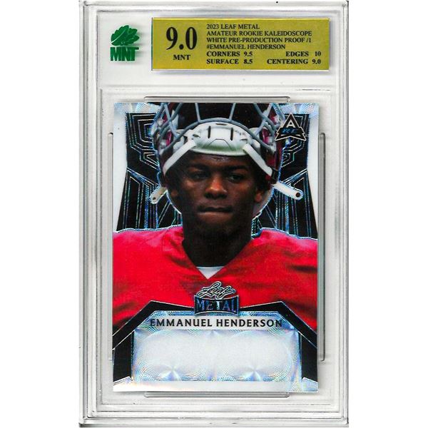 ER - Emmanuel Henderson 2023 Leaf Metal Amateur Rookie Kaleidoscope White Pre-Production Proof /1 Gr