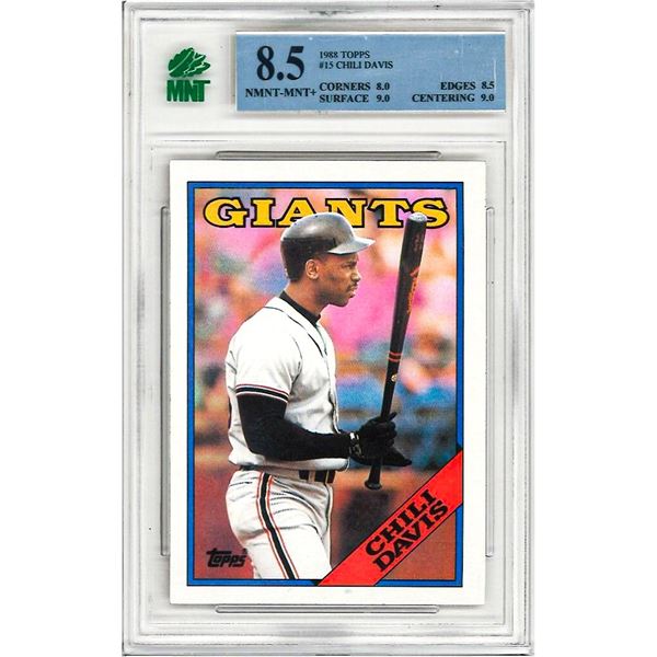 SE - 1988 Topps #15 Chili Davis San Francisco Giants Baseball card #15 graded 8.5
