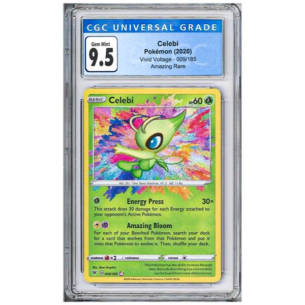 MR -  Celebi 9/185 Amazing Rare Vivid Voltage Pokemon TCG graded 9.5