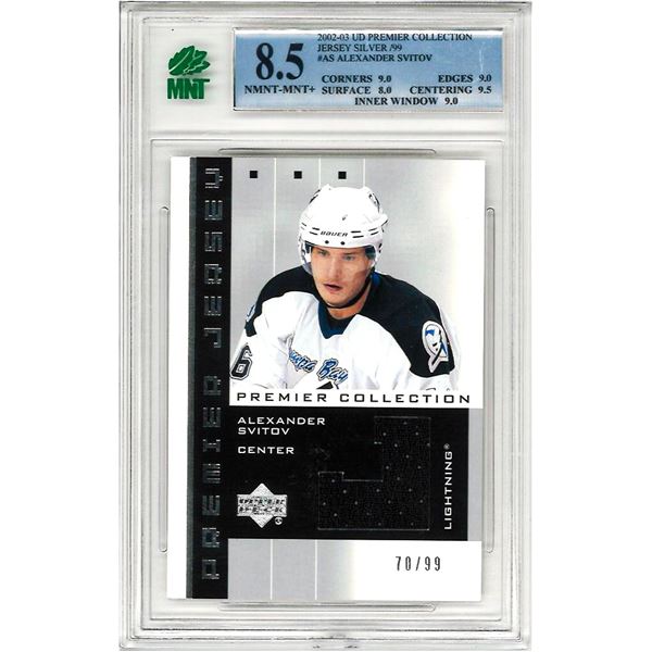 MR - Alexander Svitov #AS 2002 UD Premier Collection Jersey Silver /99 Graded 8.5