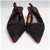 Image 2 : Prada Brown Suede Slingback Heels with Black Embroidery