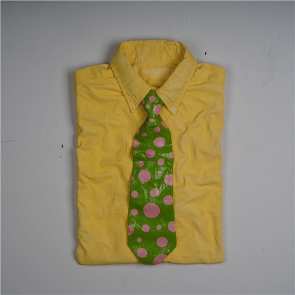 David Langley, Glazed Ceramic Pop Art Wall Sculpture Tie and Shirt, Signed