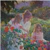 Image 2 : Don Hatfield, Oil on Canvas, Mother and Daughters in Garden, Signed