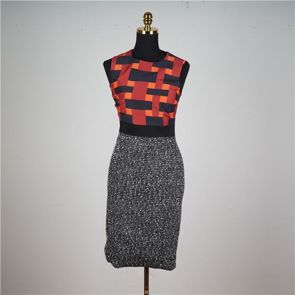 Giambattista Valli Wool Tweed & Graphic Panel Dress