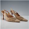 Image 1 : Manolo Blahnik Light Tan Suede Slingback Heels