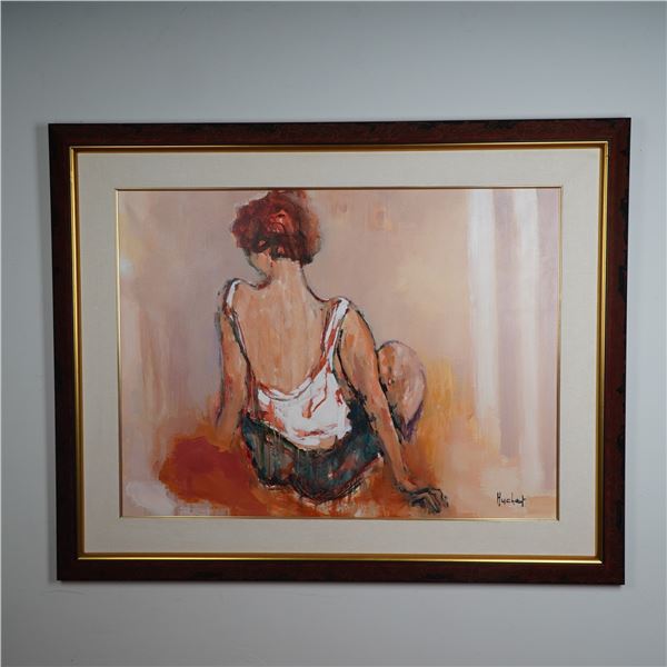 Urbain Huchet, Original Oil on Canvas, Young Girl w/ Red Hair, Signed