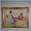 Image 1 : Boris Tchoubanov, Oil on Canvas, Beach Scene with Two Girls, Signed