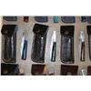 Image 4 : (15) *New* Damascus Steel Folding Pocket KNIVES with Leather Cases (ONE$)