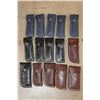 Image 8 : (15) *New* Damascus Steel Folding Pocket KNIVES with Leather Cases (ONE$)