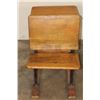 Image 3 : Antique "American Seating Company" Wood and Iron SCHOOL DESK with a Folding Seat