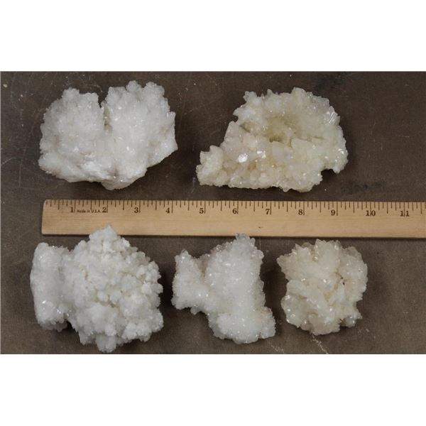 (5) Clusters of Natural and Raw White ARGONITE CAVE CALCITE, Weigh: 4 lbs (ONE$)