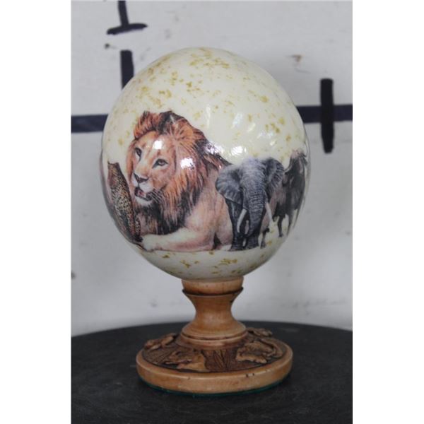 "Big 5" Animals Pictured on an OSTRICH EGG