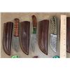 Image 2 : (13) *New* Damascus Steel Fixed Blade KNIVES with custom Leather Sheaths (ONE$)