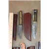 Image 3 : (13) *New* Damascus Steel Fixed Blade KNIVES with custom Leather Sheaths (ONE$)