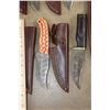 Image 5 : (13) *New* Damascus Steel Fixed Blade KNIVES with custom Leather Sheaths (ONE$)