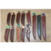 Image 8 : (13) *New* Damascus Steel Fixed Blade KNIVES with custom Leather Sheaths (ONE$)