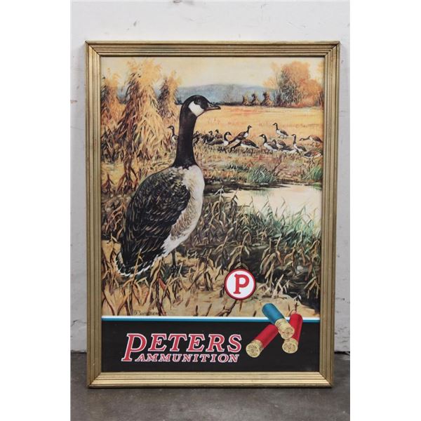 Reproduction 1922 "Peters Ammunition" Advertisement in a Wooden Frame