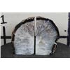 Image 1 : Brazilian AGATE GEODE BOOKENDS with Clear Quartz, Weight: 6lbs 9oz
