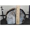Image 2 : Brazilian AGATE GEODE BOOKENDS with Clear Quartz, Weight: 6lbs 9oz